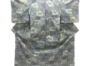 未使用品　花模様織出し十日町紬着物